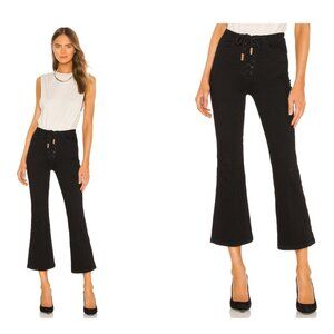 Frame Denim Corded Lace-Up Crop Flare Jeans - Black, Size 25